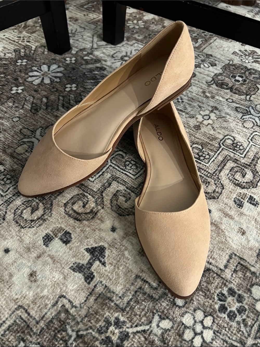 Aldo Beige Pointed-Toe D'Orsay Flats